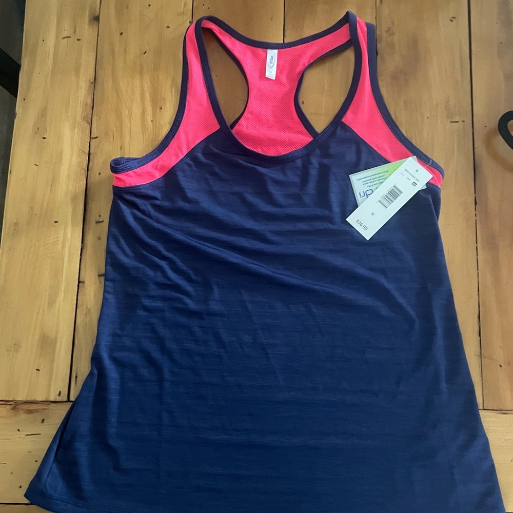 Blue and Pink Racerback Tank Top